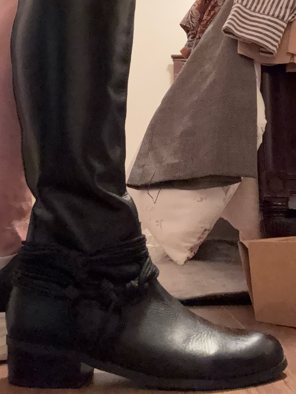 Black Leather Knee-High Boots - Classic Dress Boot
